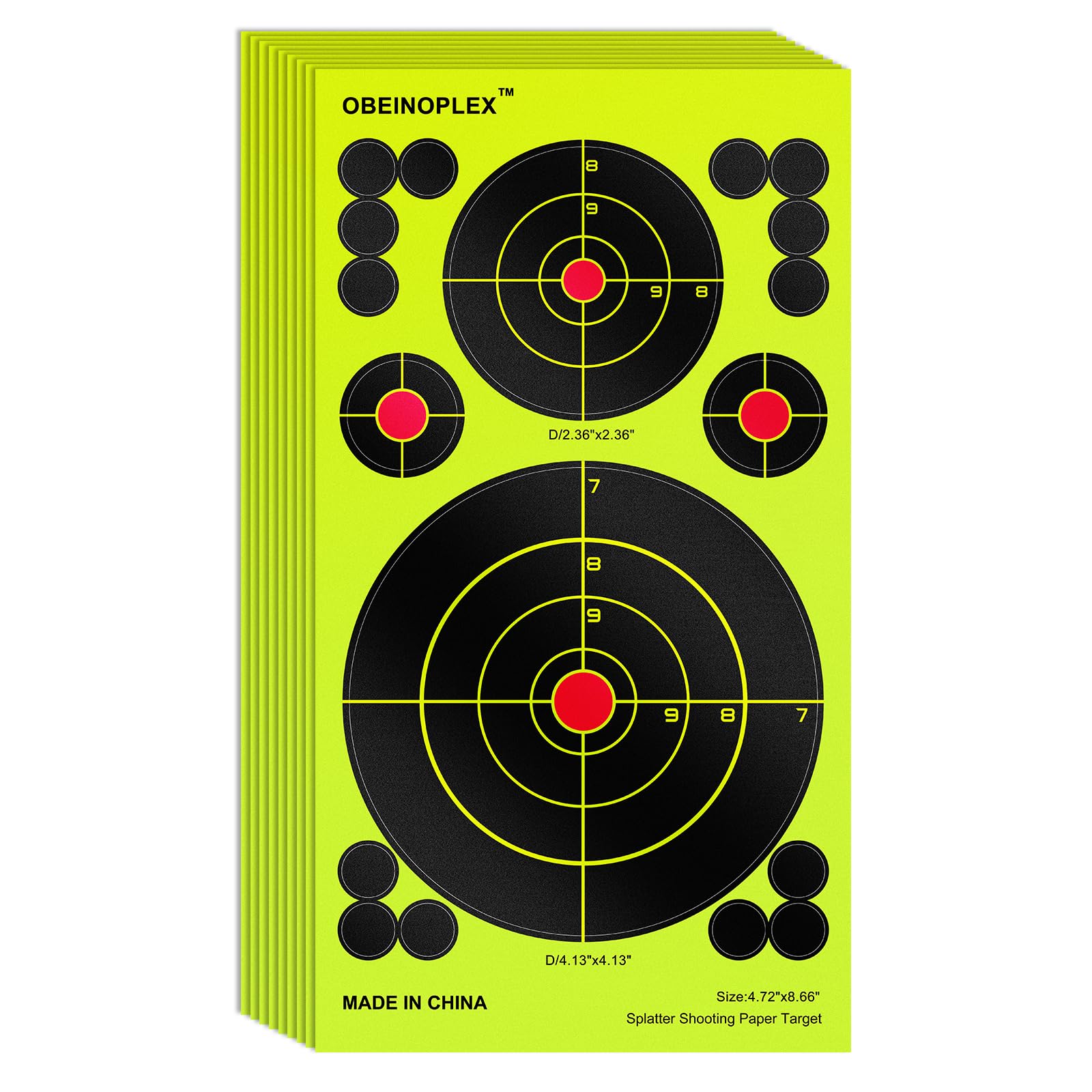 Paper Shooting Targets, High Visibility Splatter Targets, Multi-Bullseye Splatter Target - Easily Check The Shots Burst Bright Fluorescent Yellow in a Distance. 50 Pack