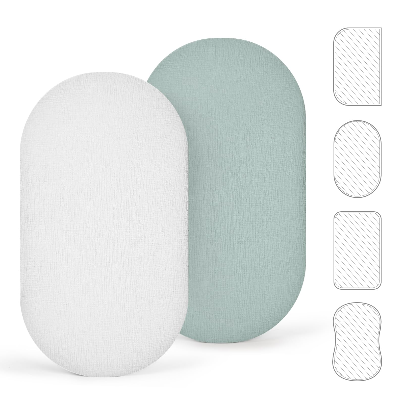 lulumoon 2er Pack Musselin Baby Bettlaken für Stubenwagen & Beistellbett