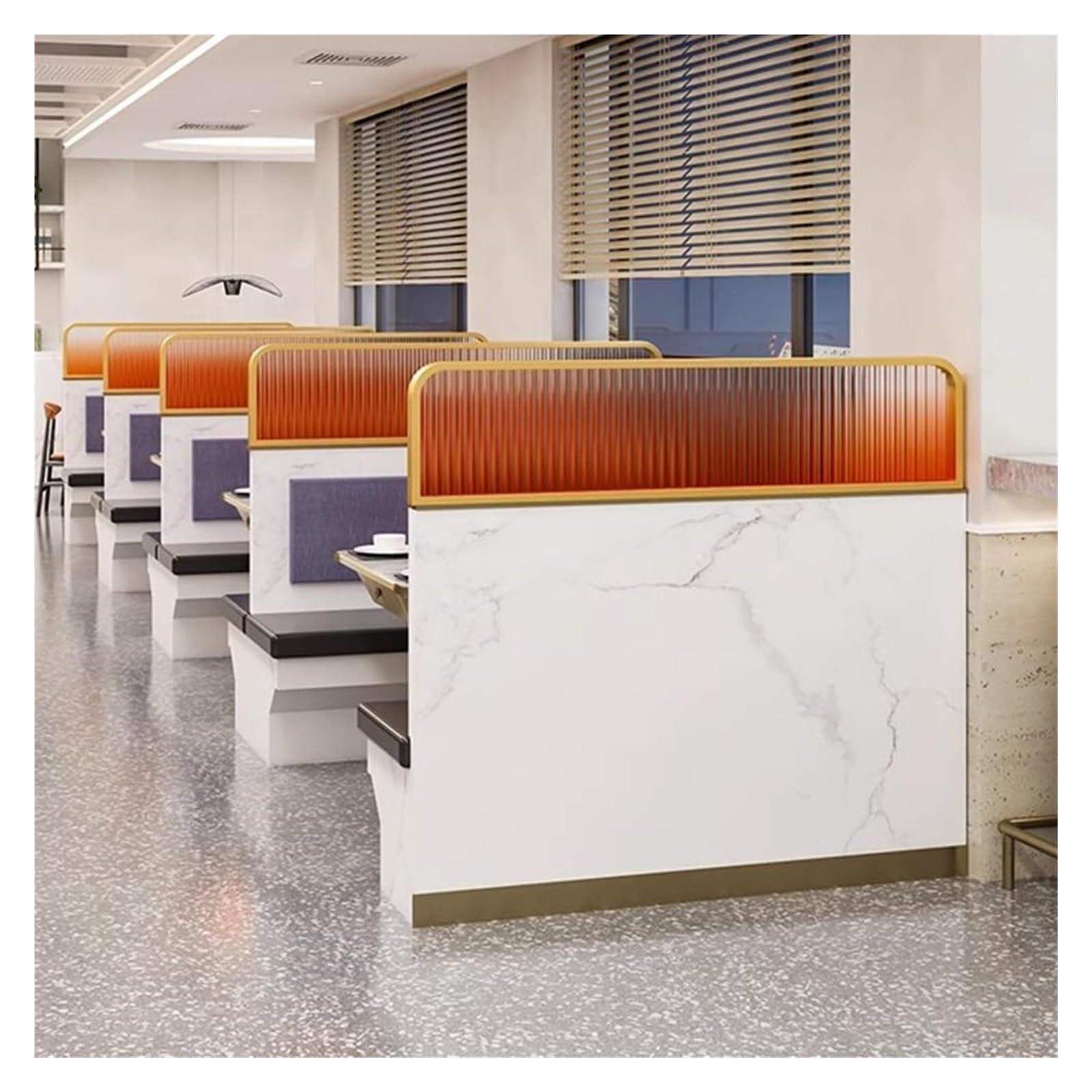 HYLWSXVP Matte Glass Desk Divider120x30 cm Stylish Partition for Offices Restaurants and Dining Areas OrangeA Decorative Workspace Screen for Public Spaces