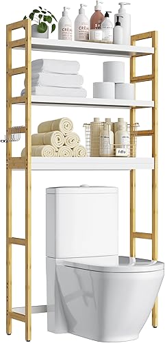 Axeman Almacenamiento sobre el inodoro, estante de almacenamiento independiente de 3 niveles, organizador de baño, ahorro de espacio, soporte