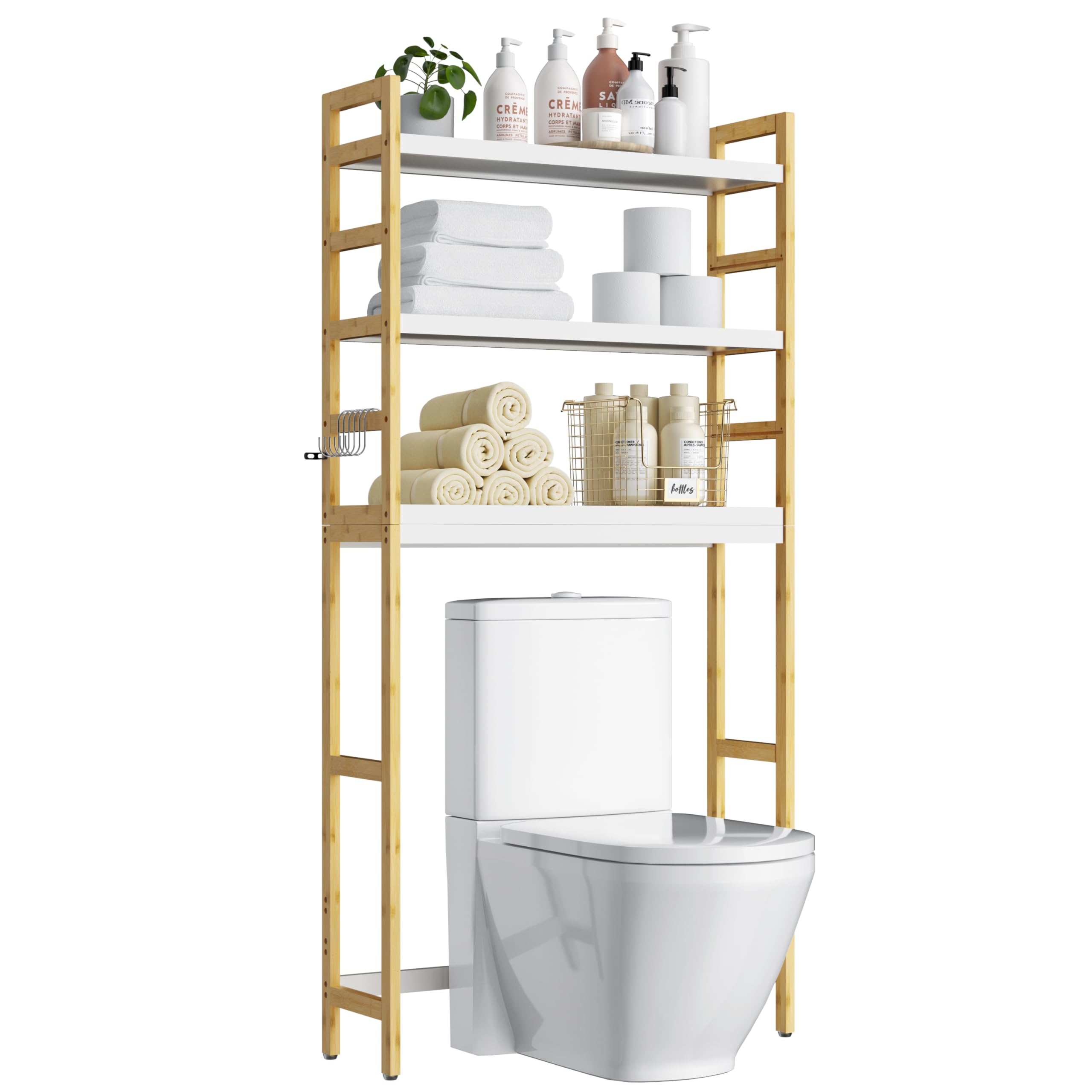 Snapklik.com : Over The Toilet Storage, 3-Tier Freestanding Storage ...