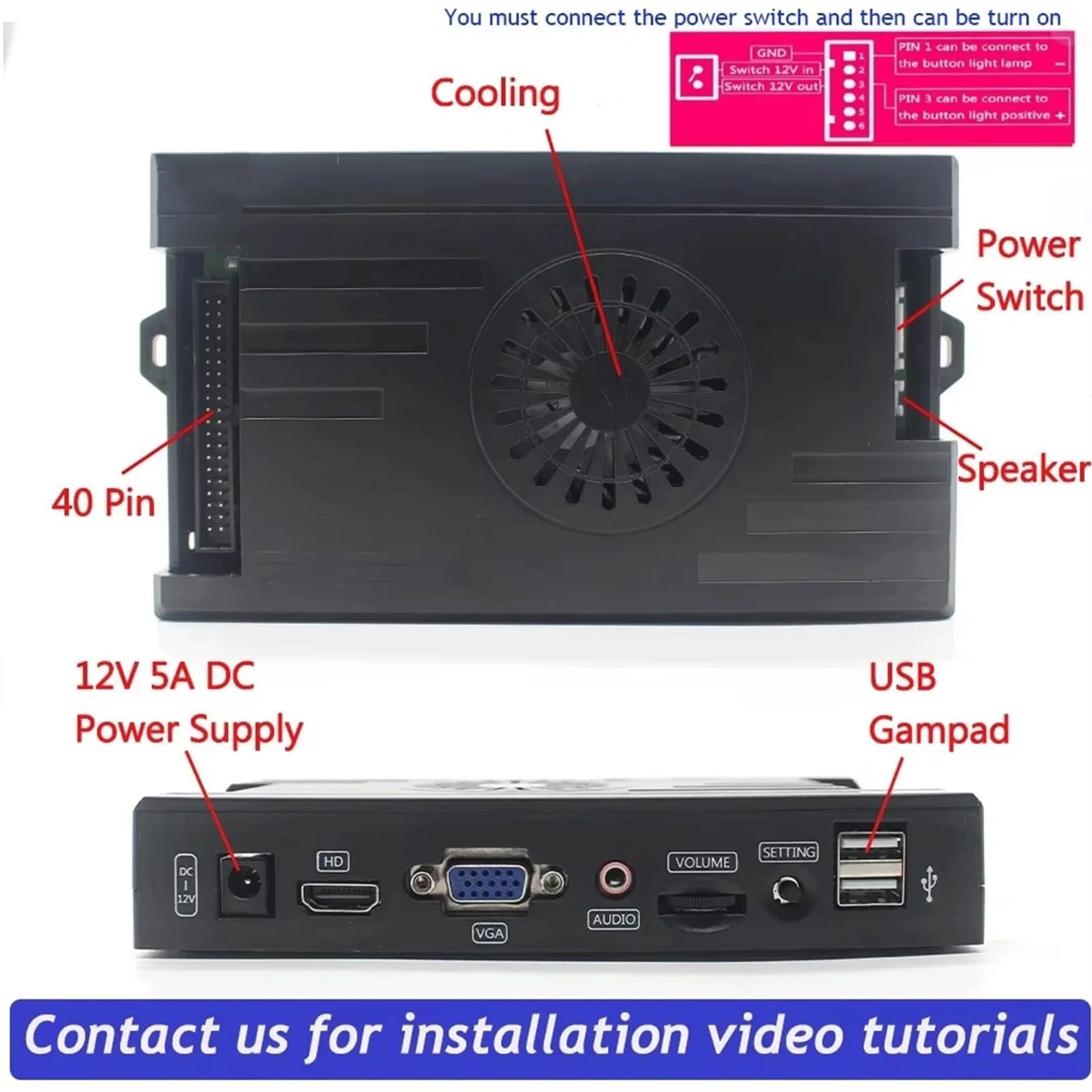 UYXOERA Kit sistema di gioco 9800 in 1 Saga con pulsanti Arcade HAPP Joystick 5 pin 8 vie, VGA, compatibile HDMI, registrazione punteggio alto, giochi 3D HD uscita 1280x720P, videogioco domestico fai