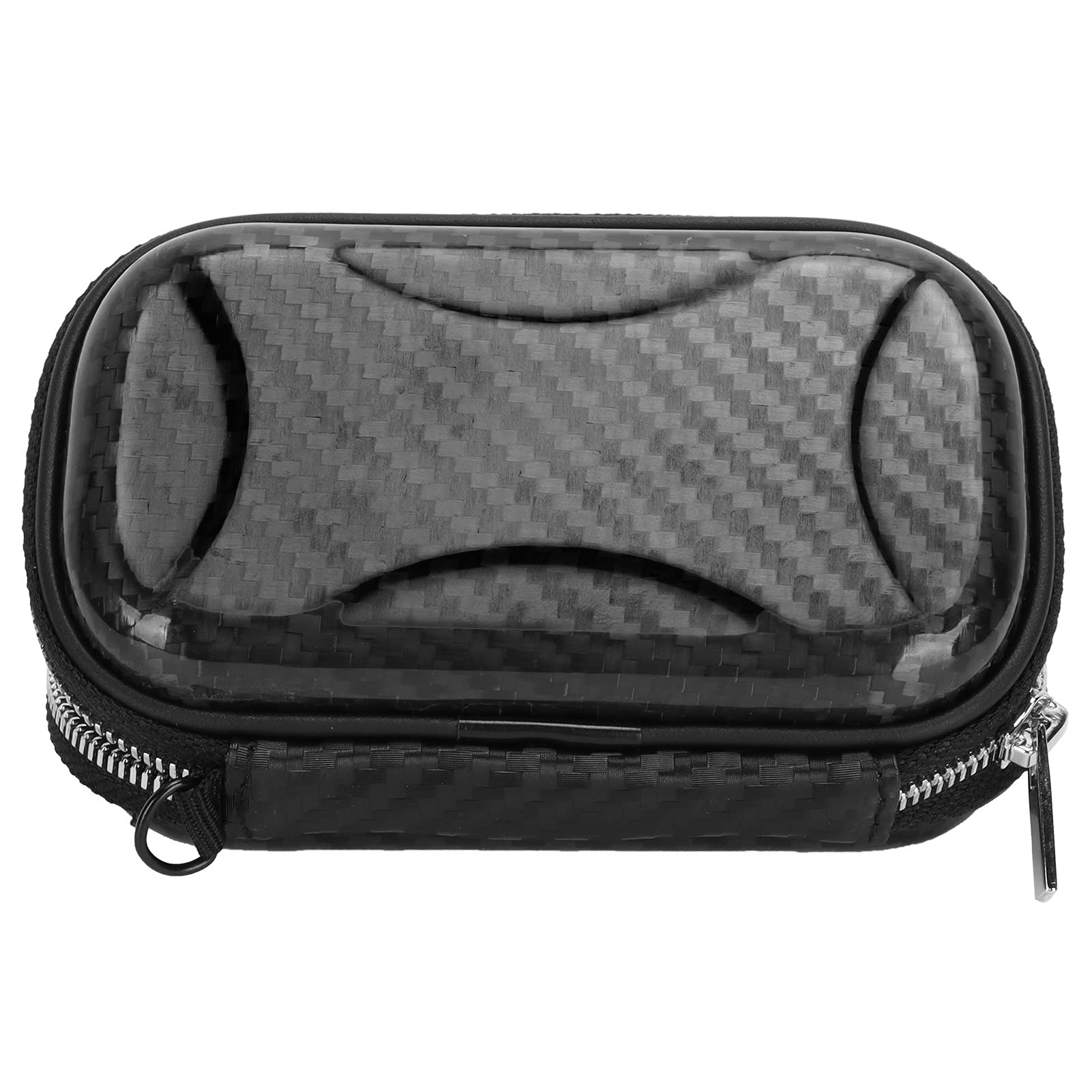 Portfel na zamek błyskawiczny z włókna węglowego wielofunkcyjna torba na dowód osobisty na karty kredytowe 13 x 8 x 3,5 cm, Czarny, #711, Casual