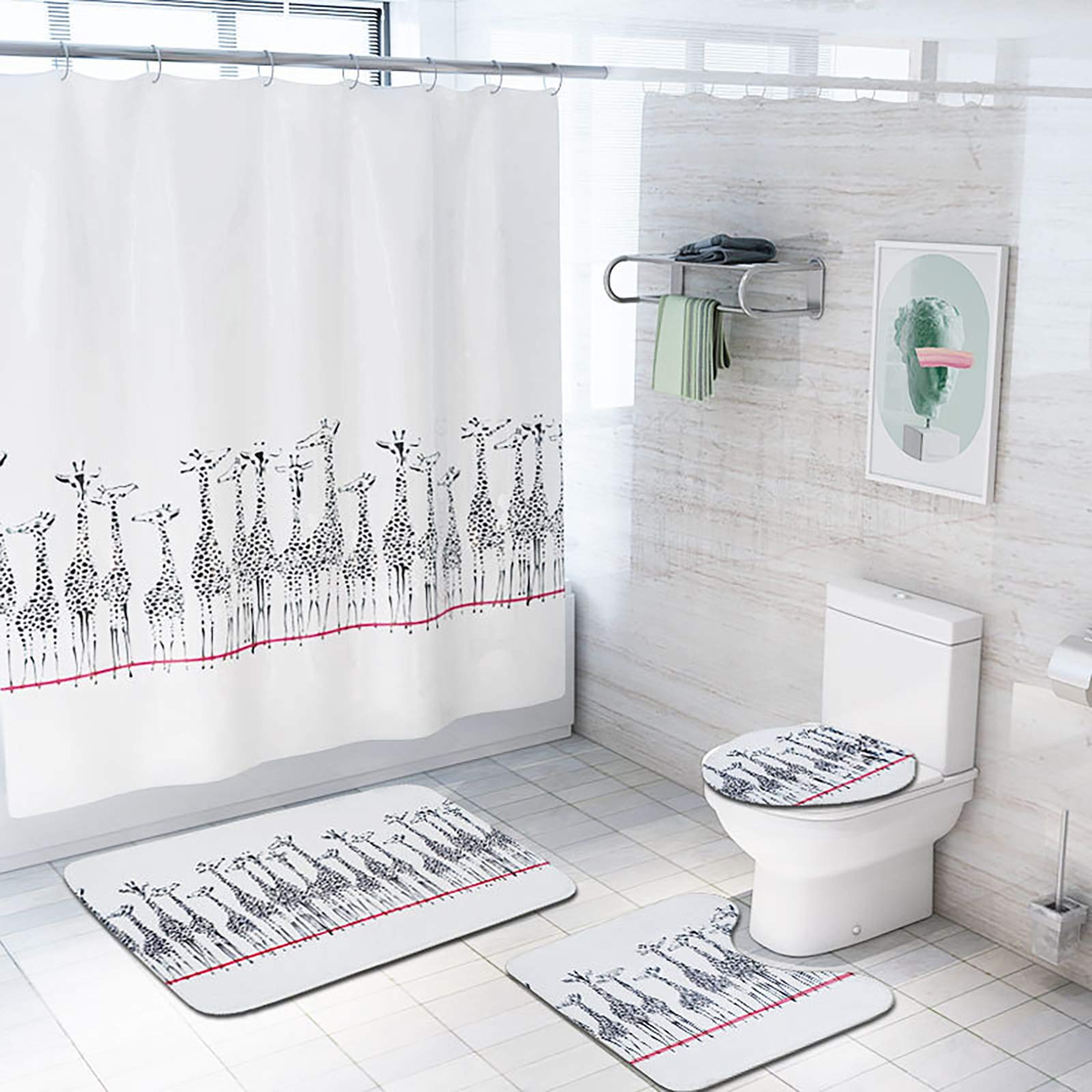 Rideau de douche girafe pour transformer l'ambiance de la salle de bain