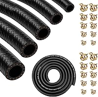 smseace 55pcs 6.6Ft 5-Size Fuel Line Hose Kit | 3/16" to 1/2" ID NBR Rubber Hoses + Clamps for Small Engines & Automotive Repair