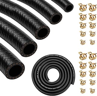 smseace 55pcs 6.6Ft 5-Size Fuel Line Hose Kit | 3/16" to 1/2" ID NBR Rubber Hoses + Clamps for Small Engines & Automotive Repair