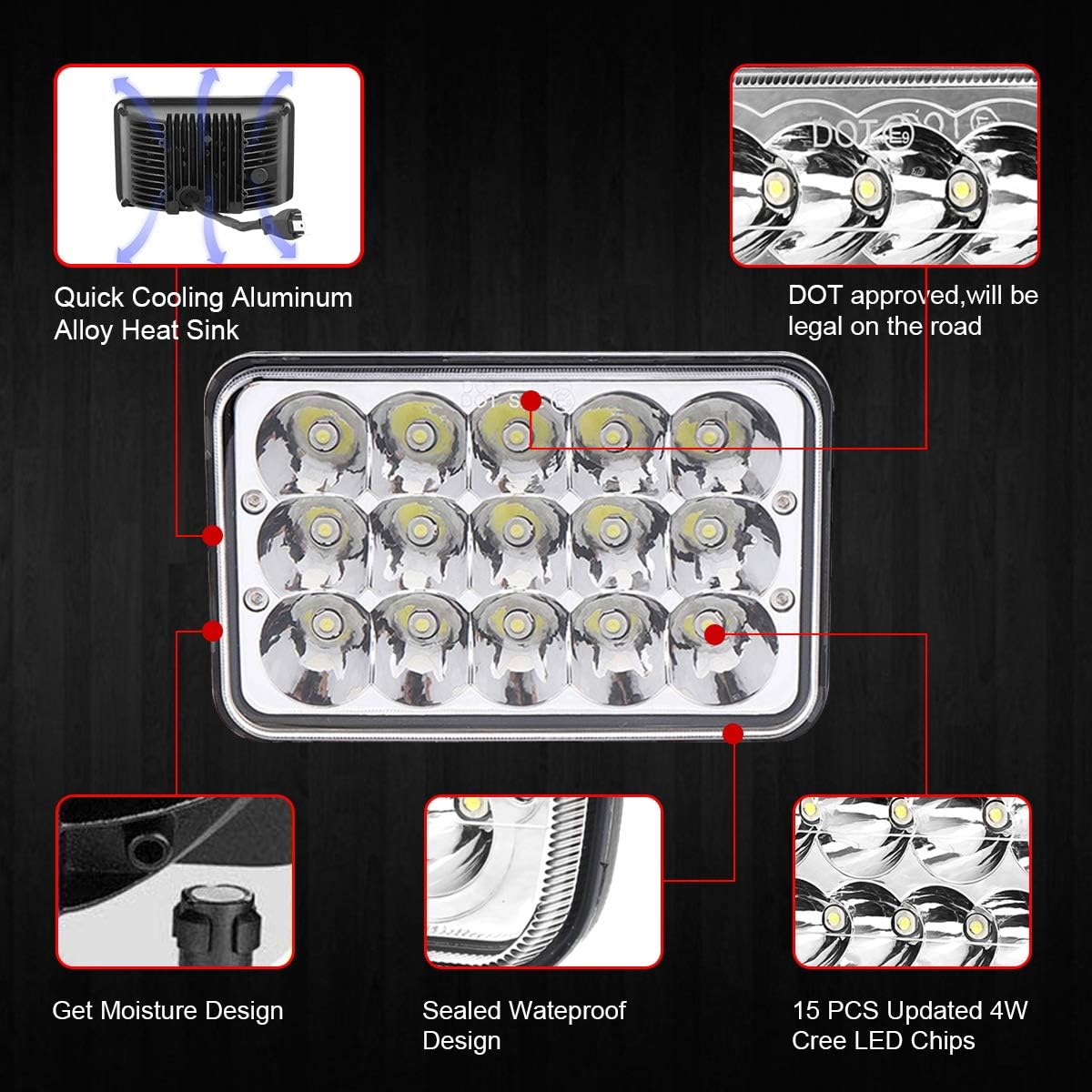 Buу 1 gеt 1 🔥 4Pcs 60W 4x6 inch LED Headlight Rectangular Replacement H4651 H4652 H4656 H4666 H6545 for Peterbil Kenworth Freightinger Ford Probe Chevrolet Oldsmobile Cutlass 4Pcs Blасk Frіdау Sаlе 2022 4Pcs 60W 4x6 inch LED Headlight Rectangular Replacement H4651 H4652 H4656 H4666 H6545 for Peterbil Kenworth Freightinger Ford Probe Chevrolet Oldsmobile Cutlass 4Pcs