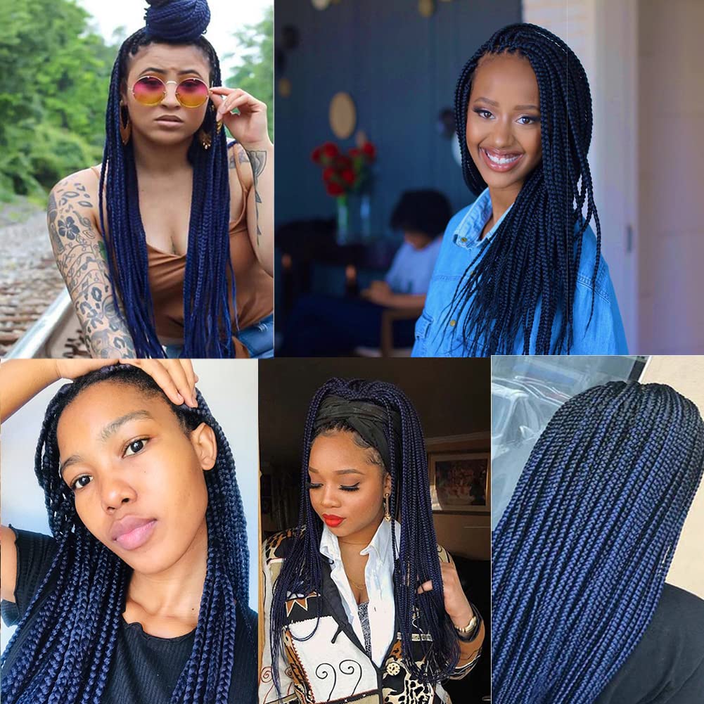 Amazon.com : AFNOTE Ombre Dark Blue Braiding Hair Extensions  display picture 1