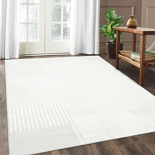 Vista 25 de Zacoo Alfombra de pasillo de 2 x 6 pulgadas, lavable, moderna, geométrica crema, contemporánea, abstracta, delgada, para pasillo, cocina, cubierta