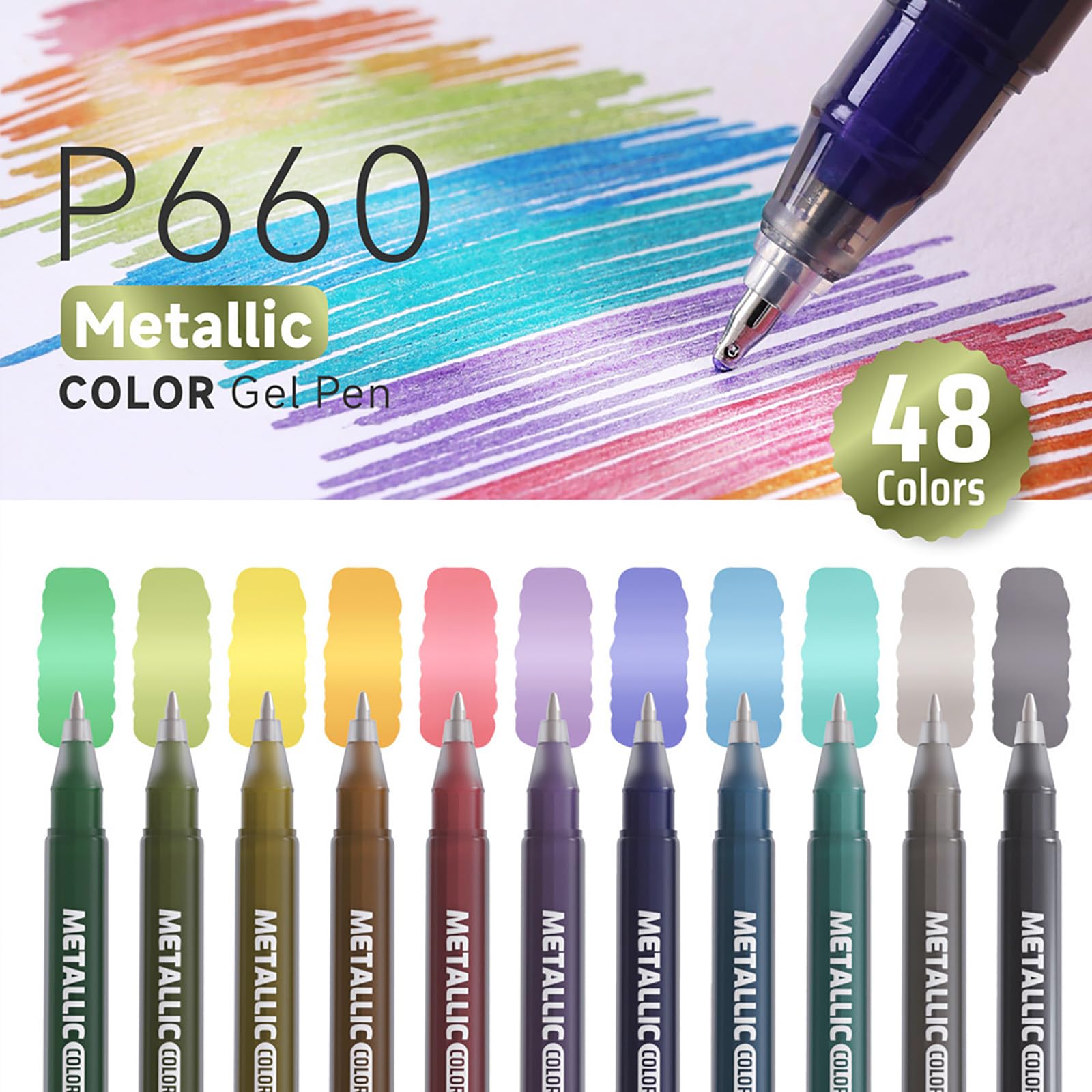 Penna gel metallizzata a 48 colori Penna gel acrilica professionale per bambini adulti Scarabocchiare Disegni artistici Schizzi Prendere appunti Pennarelli acquerelli sicuri