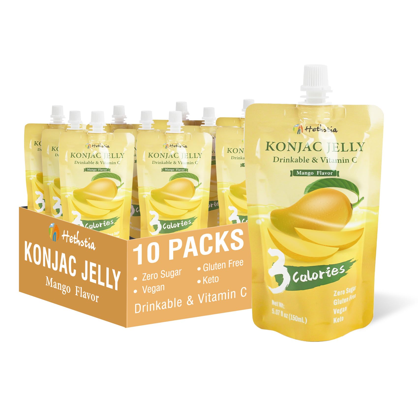 Amazon.com : Hethstia Konjac Jelly Mango Flavor Squeeze Pouch, 10 Packs ...