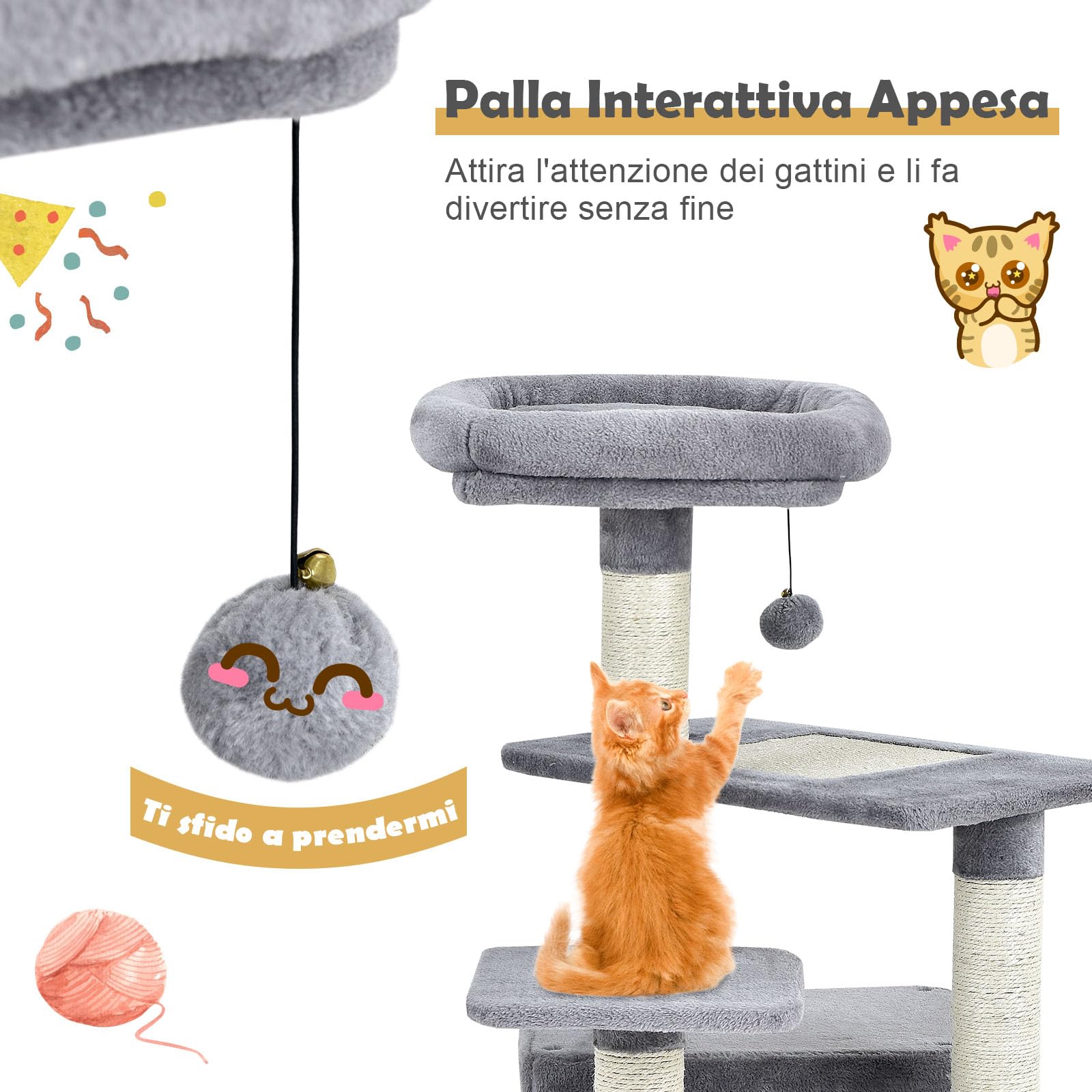 GYMAX Tiragraffi per Gatti, 50 x 50 x 85 cm, Tronchi in Sisal, Ideale per Gatti Grandi Adulti (Stile 3)