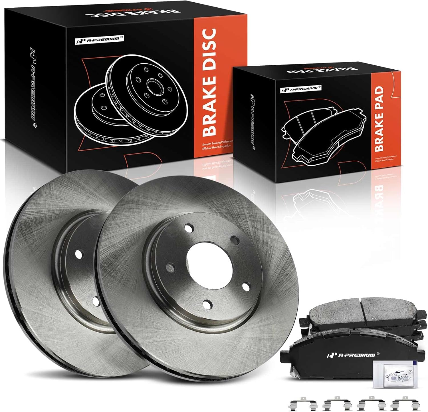 A-Premium 11.42 in (290.00 mm) Front Vented Disc Brake Rotors + Ceramic Pads Kit Compatible with Select Nissan Models - Quest 2004-2009/2011-2017 3.5L, 6-PC Set