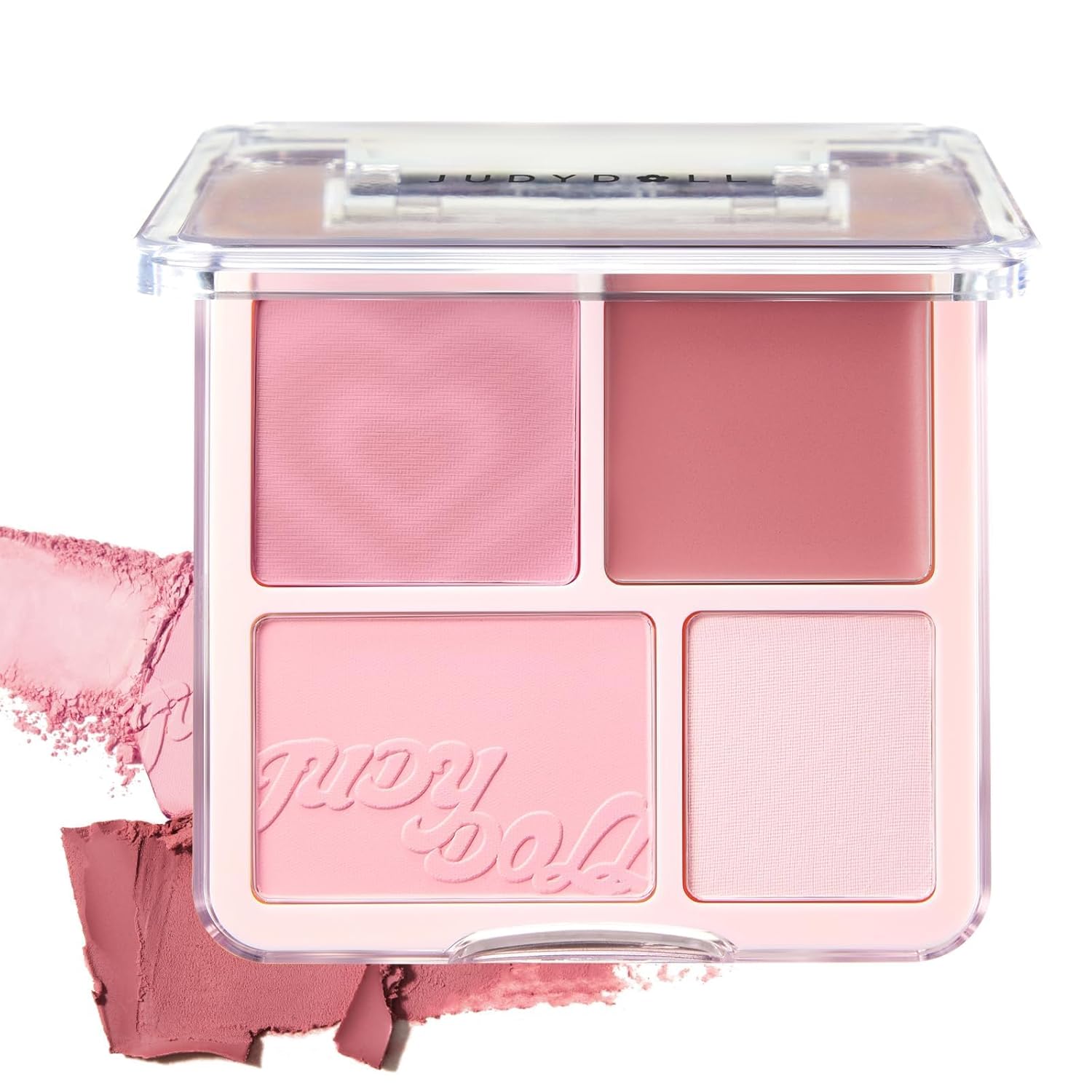 JUDYDOLL 2 In 1 Blush Highlighter Palette, Blush Cream & Glowy Blush, Buildable Color for Cheeks, Cute Makeup, Lightweight, Smooth Powder, Multi-Use, Matte Finish or Radiant Look