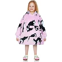 Tirrinia Oversized Hoodie Blanket Sweatshirt for Kids, Wearable Cute Patterns fleece Pullover, as Warm & Funny Gifts for 4-10 Years Boy Girl