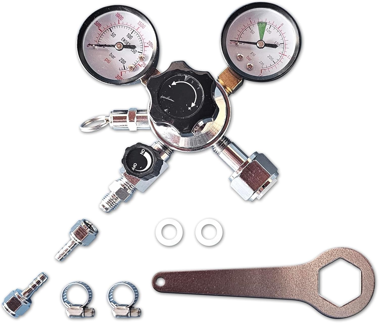 CO2 Regulator Beer, Series Dual Gauge CO2, Draft Beer Regulator,Soda Bars, Kombucha,Valve CGA320