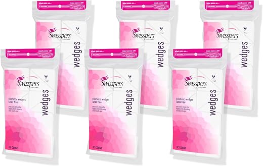 Swisspers Premium Cosmetic Wedges, Latex-Free Makeup Wedge, 32 per Package, 6 Packs (Total Count 192)