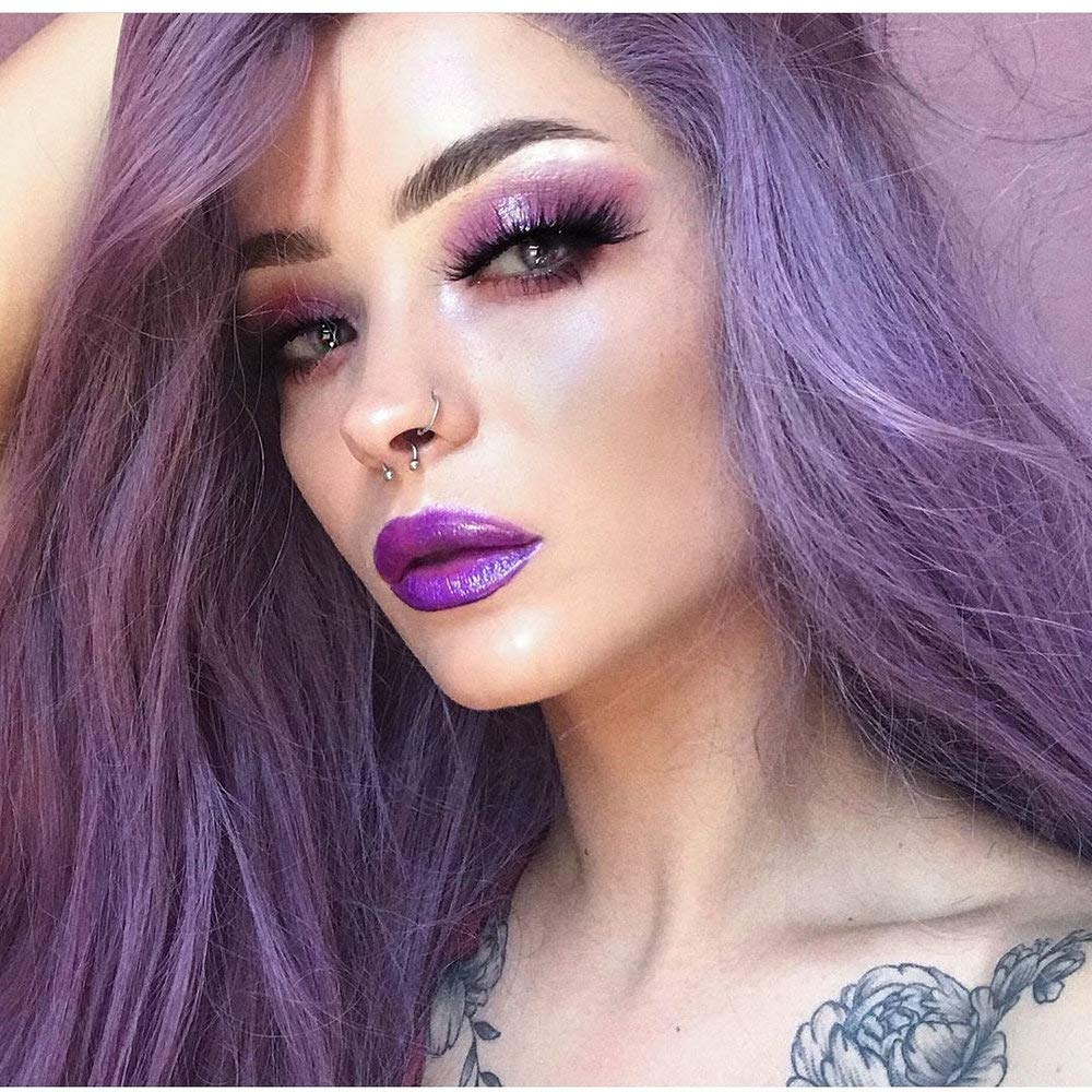 Side Part Hairline Friendly High Temperature Glueless Lace Front Wig Smoky Lavender Purple Long Wavy Hair Ladies Girls Wedding Holidays Cosplay Party