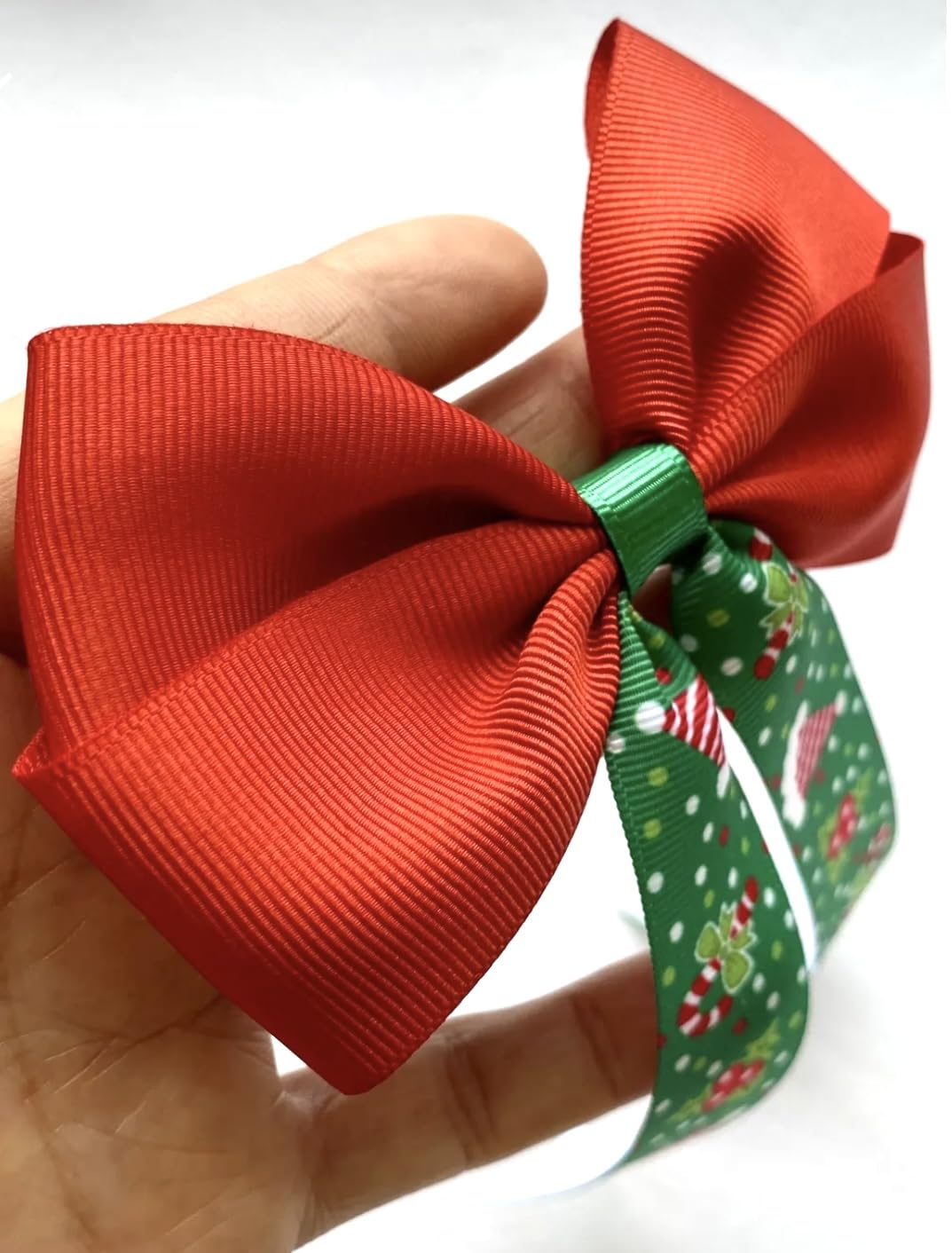 Tasarım Tokam El Yapımı Yılbaşı Desenli Yeşil Kuyruklu Kırmızı Yeni Yıl, Noel, Yılbaşı Saç Tokası 18 cm x 13 cm