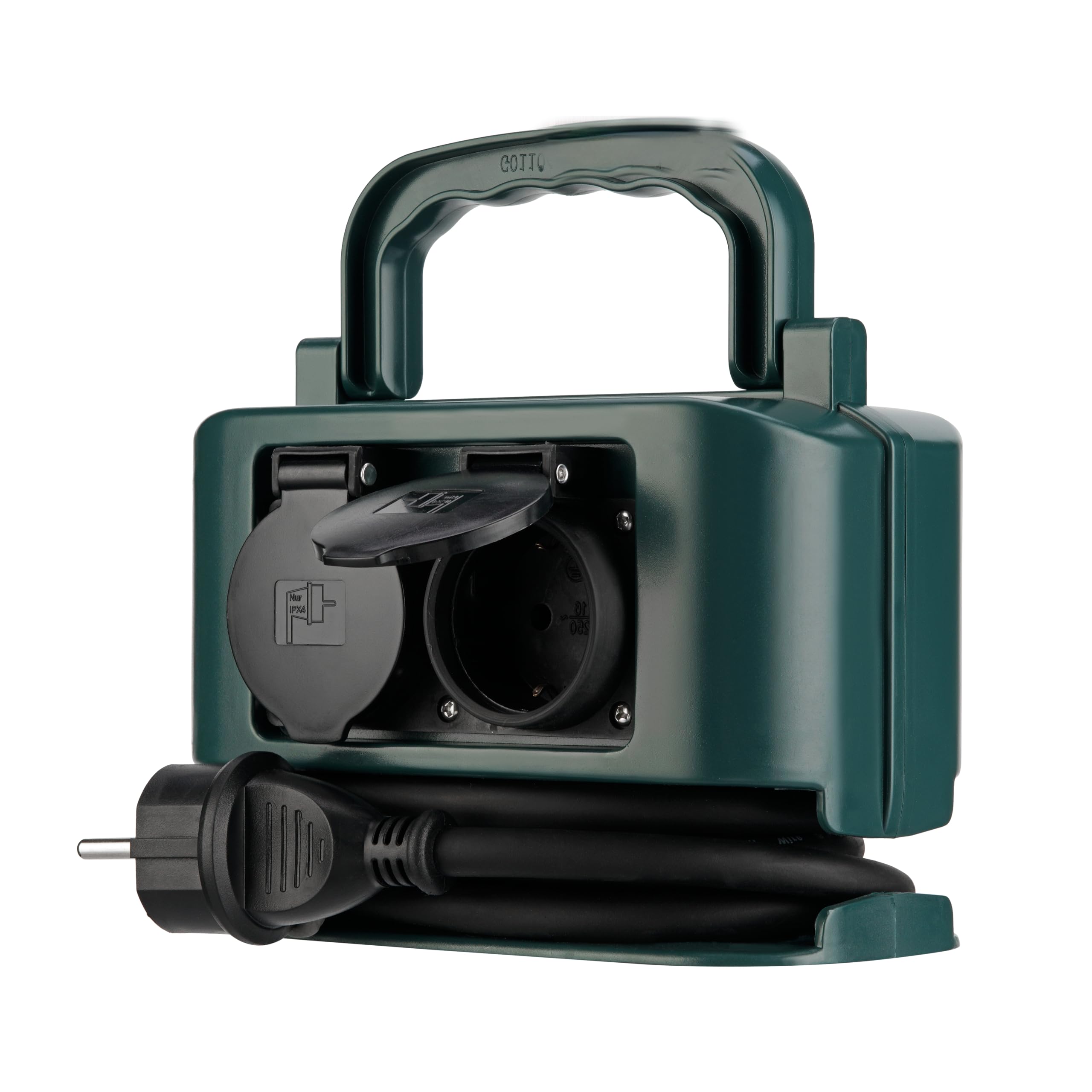 REV Stromverteiler, Verteilersteckdose Outdoor 4fach, 2m, max. 3500W, grün