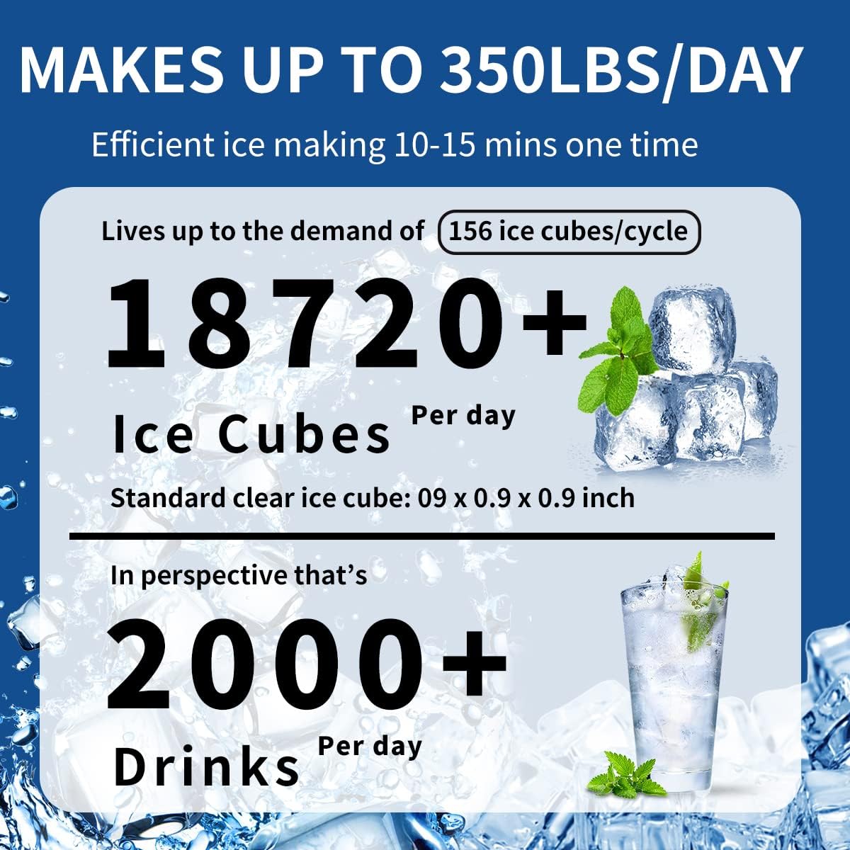 Commercial Ice Machine Maker, 2000 Lbs/24H Industrial Ice Maker Machine with 1003 Lbs Ice Storage, Vertical Ice Machine, Air Cooled Stainless Steel Ice Cube Maker