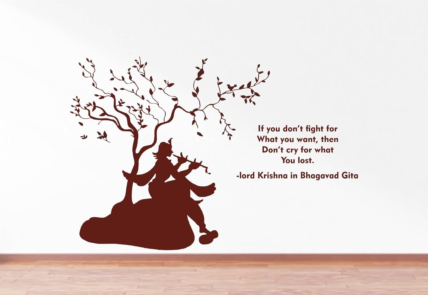 Krishna Bhagavad Gita Quotes Buy Rawpockets Decals ' Lord Krishna Playing Flute And Bhagavad Gita Quote  ' Extra Large Size ( Wall Coverage Area - Height 70 Cms X Width 105 Cms  )(Pack Of 1)Wall Sticker