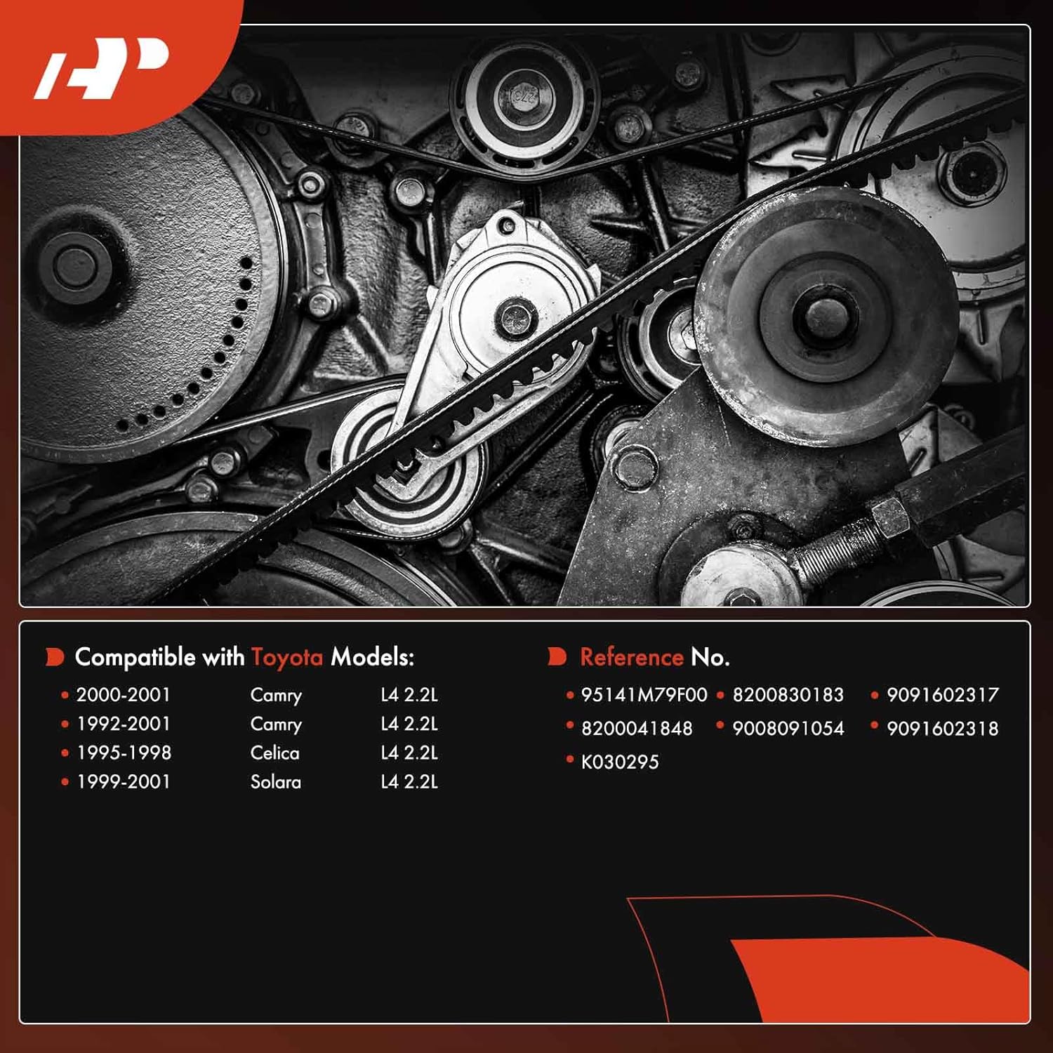 A-Premium Engine Serpentine Drive Belt Compatible with Toyota Camry 1992-2001 2.2L, Celica 1995-1998 2.2L, Solara 1999-2001 2.2L