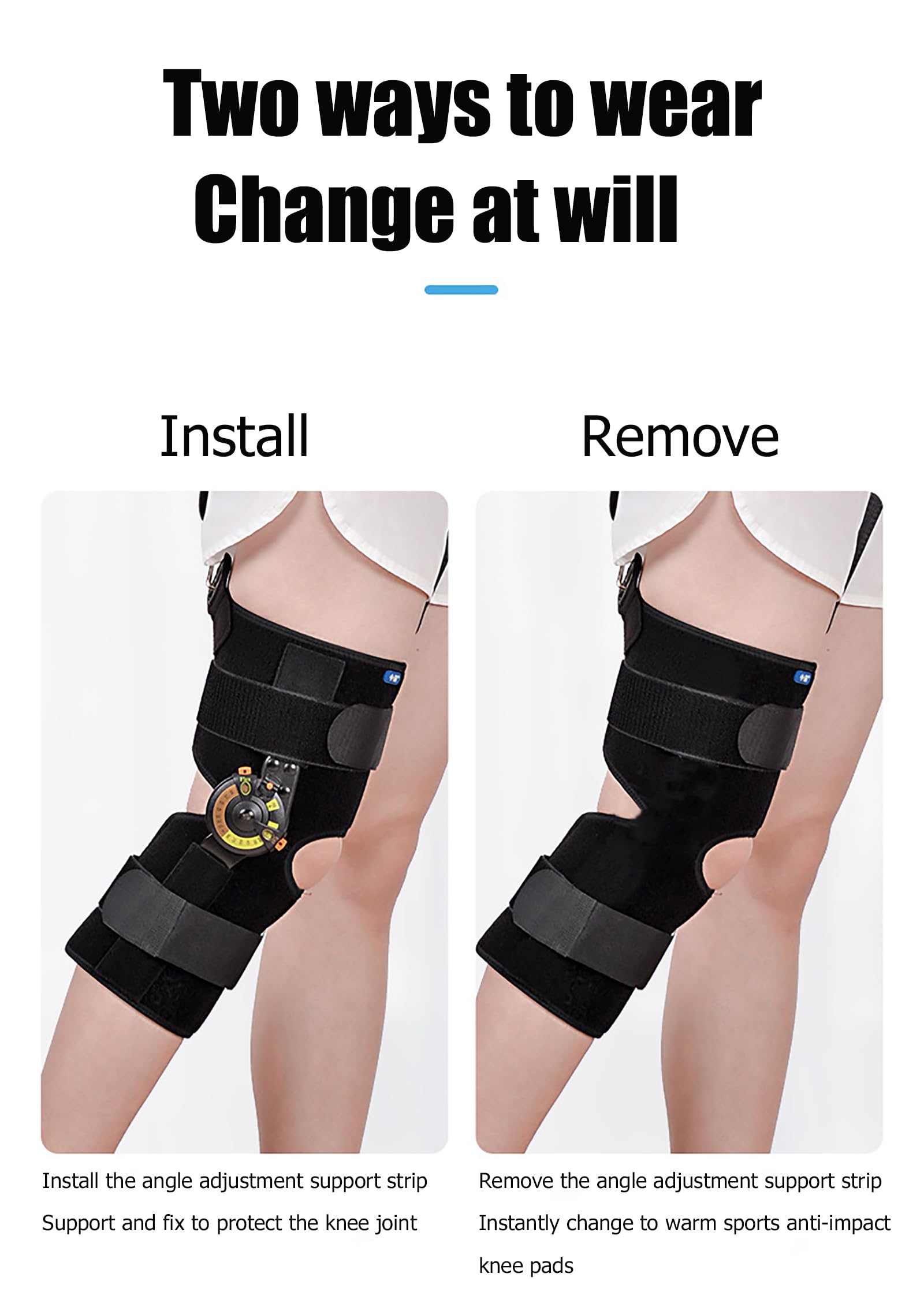 Rodillera con Descarga De Osteoartritis para Mujeres Y Hombres, Rodillera con Bisagras para Desgarro De Menisco, Inmovilizador De Rodilla Ajustable para Dolor De Rodilla