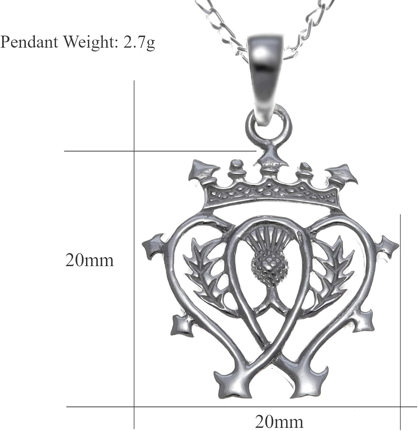 Alexander Castle 925 Sterling Silver Scottish Luckenbooth & Thistle Necklace - 20mm x 20mm Pendant with 18" Silver Chain & Jewelry Gift Box - Scottish Gifts for Women - Image 3