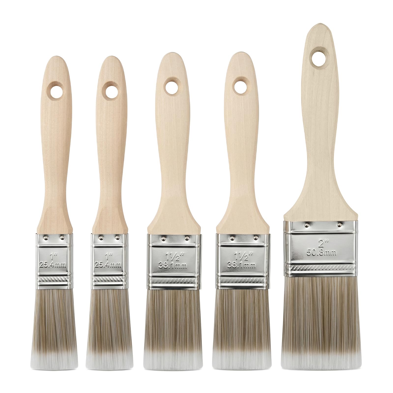 Mister Rui Paint Brush Set 5 Pack - 2x1”, 2x1.5”, 1x2” Small Paint Brushes for Painting, Decorating, Crafts & Art Projects — image 1