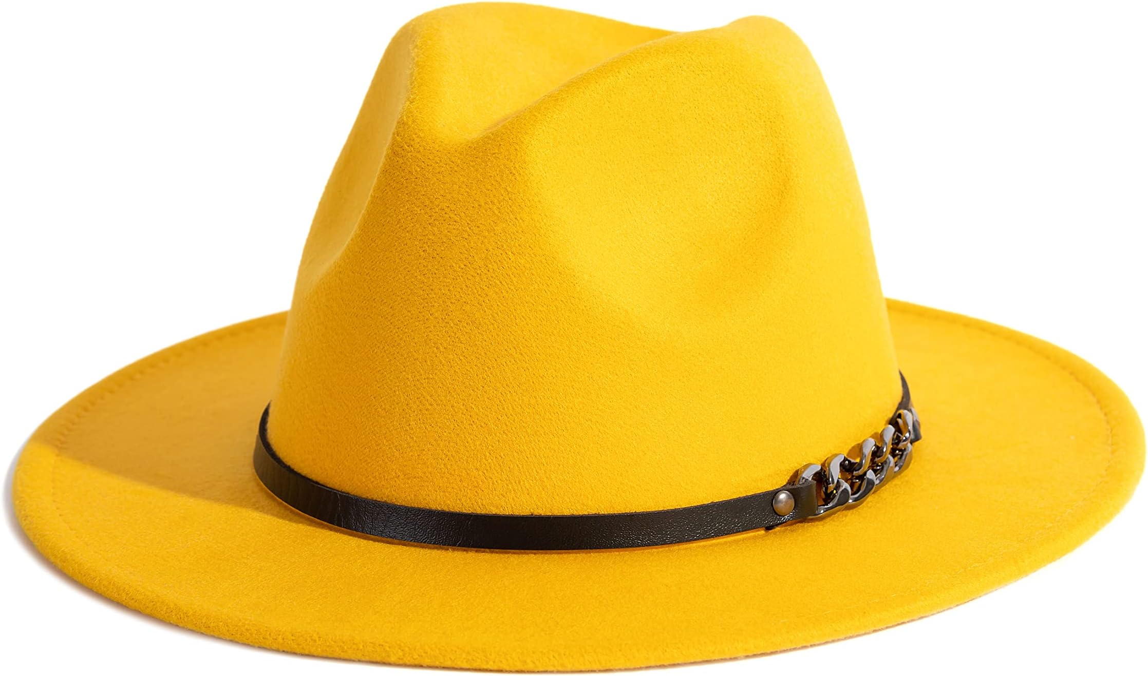 Gossifan Men & Women Belt Buckle Fedora Hat Wide Brim Floppy Panama Hat