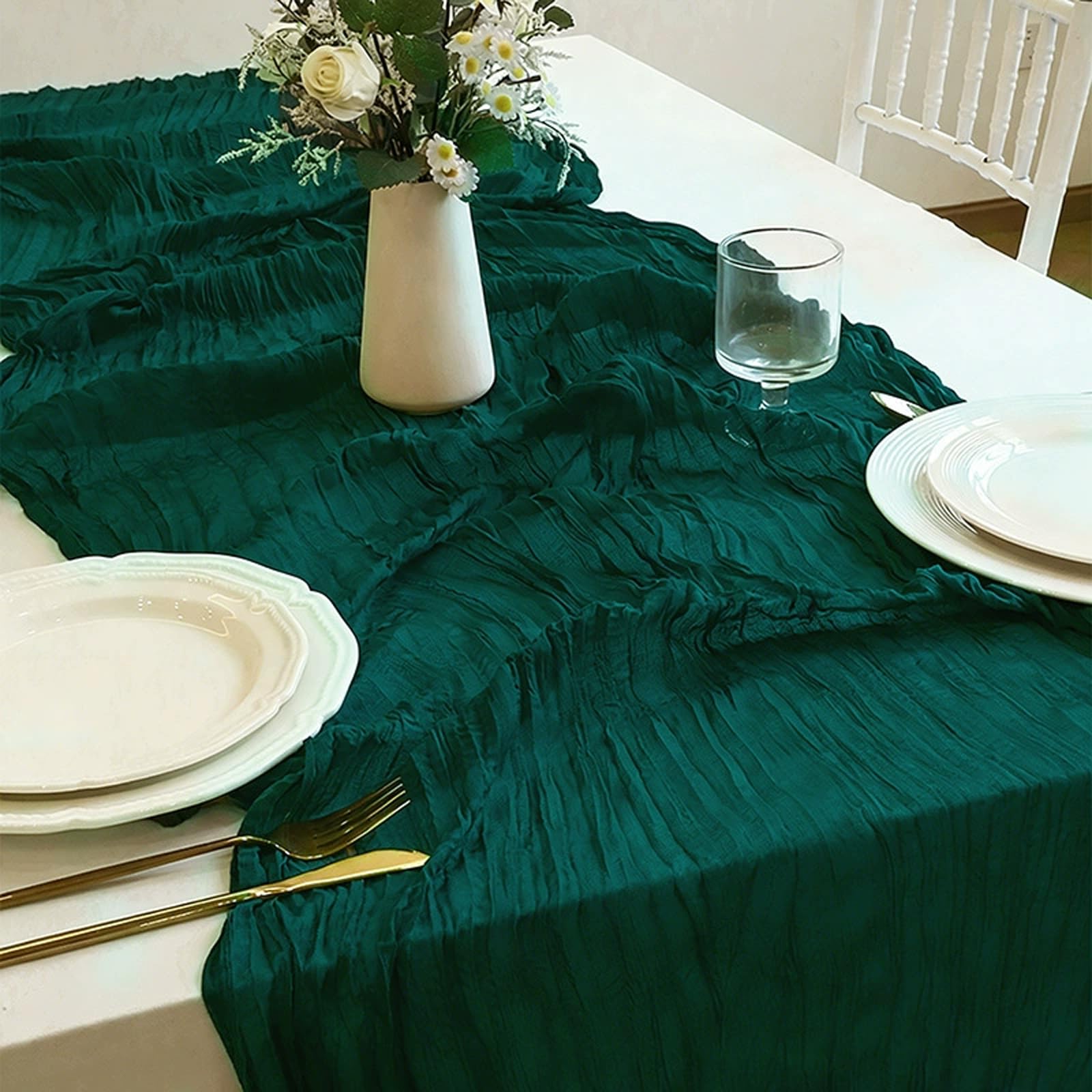 Camino de mesa transparente de tul verde aceite, para decoración de bodas, cumpleaños, picnics, Navidad, 6 paquetes (90 x 300 cm)