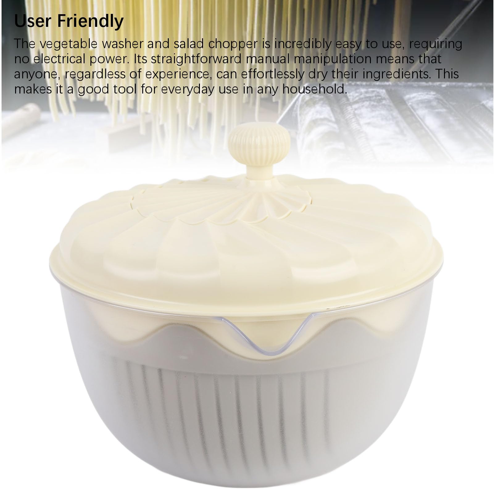 Salad Spinner, Manual Wash and Dry, Food Grade ABS (Beżowy)