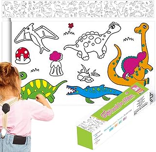 Children's Drawing Roll,Coloring Paper Roll for Kids,Drawing Paper Roll,DIY Painting Color Filling Paper Roll 3M Coloring Paper Roll for Toddler Sticky Color Filling Paper for Kids Craft(Dinosaur)