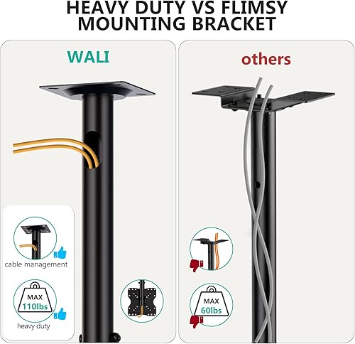 Miniatura 7 de WALI - Soporte de techo ajustable compatible con la mayoría de pantallas LED, LCD, OLED y plasma de 23 a 43 pulgadas, hasta 110 libras, agujeros de