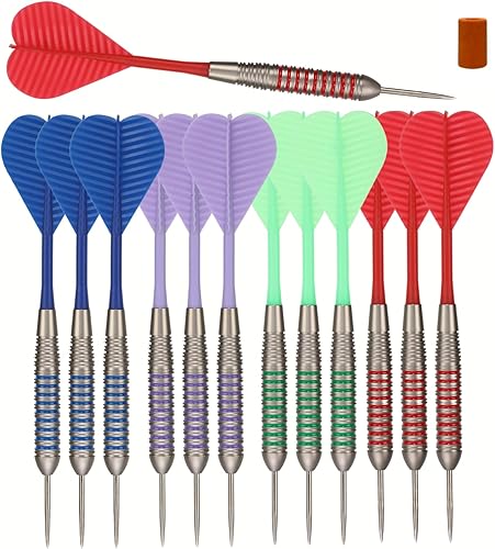 SHOT TAKER CO. EST. 2017 Juego de dardos de punta de acero 12 dardos de barra 3 de cada color dardos divertidos perfectos para 4 jugadores lanzando SHOT TAKER CO. EST. 2017 Juego de dardos de punta de acero 12 dardos de barra 3 de cada color dardos divertidos perfectos para 4 jugadores lanzando