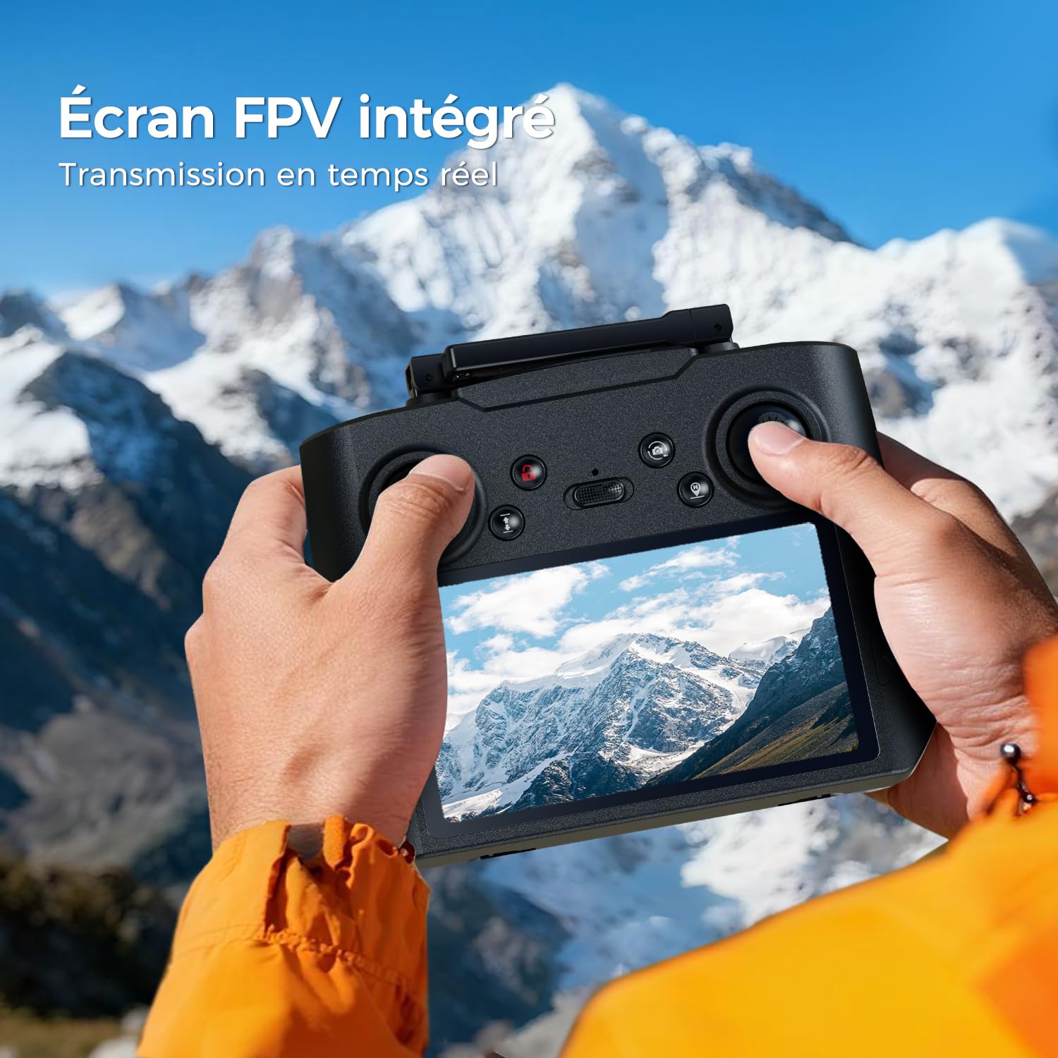 Drone FPV avec GPS et caméra 4K (EIS) pour débutants et enfants, quadricoptère RC pour adultes, écran HD 4,5 pouces, transmission à distance 5G, 2 batteries, moteur sans balais, mode « Follow Me »