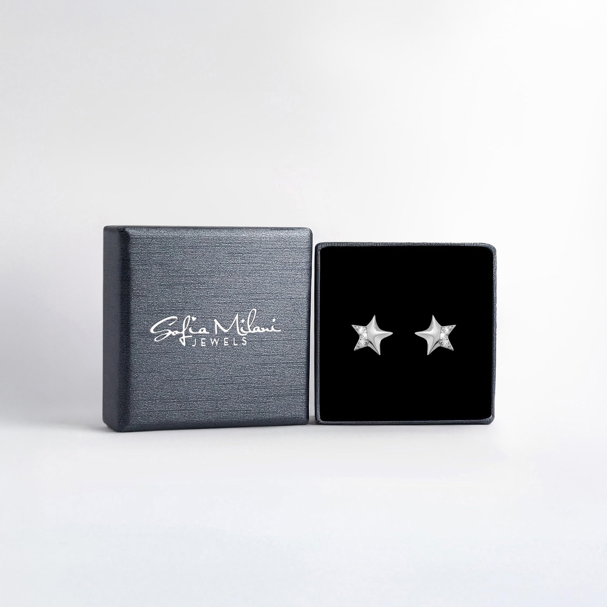 SOFIA MILANI - Orecchini da Donna in Argento 925 - con Pietra Zircone - Orecchini a Perno a Stella - 20854