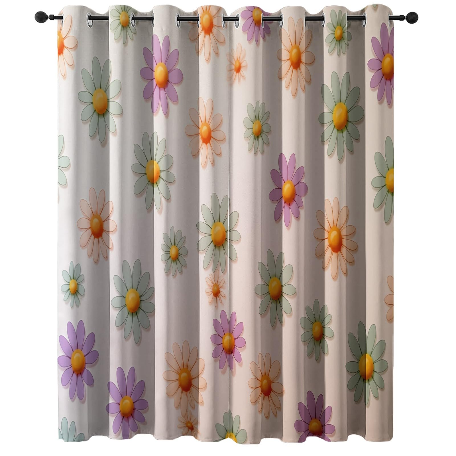 Rideau anti-froid occultant pour bloquer la lumière | Paire de drapés occultants motif fleurs