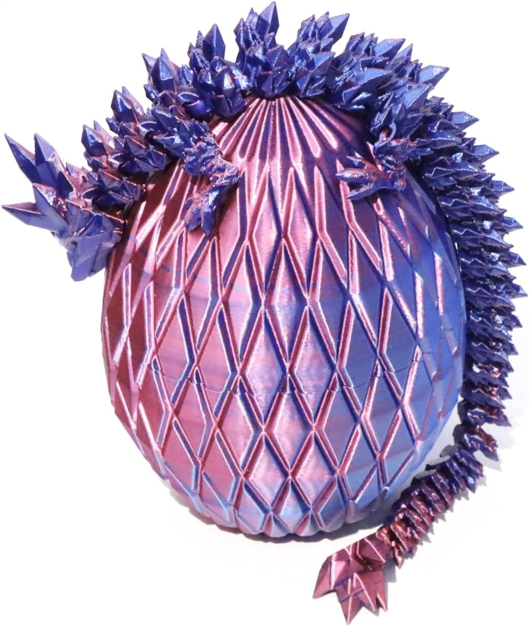Easter Eggs Gifts for Kids, 3D Printed Dragon in Egg Easter Basket Stuffers Easter Toys for Kids Crystal Dragon Fidget Toys Prefilled Easter Eggs (Gold)