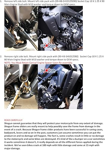 Miniatura 9 de Shogun USA Made Yam MT-09 MT09 MT 09 SP 2021 2022 2023 2024 2025 - Deslizadores de marco negro sin corte 750-6449