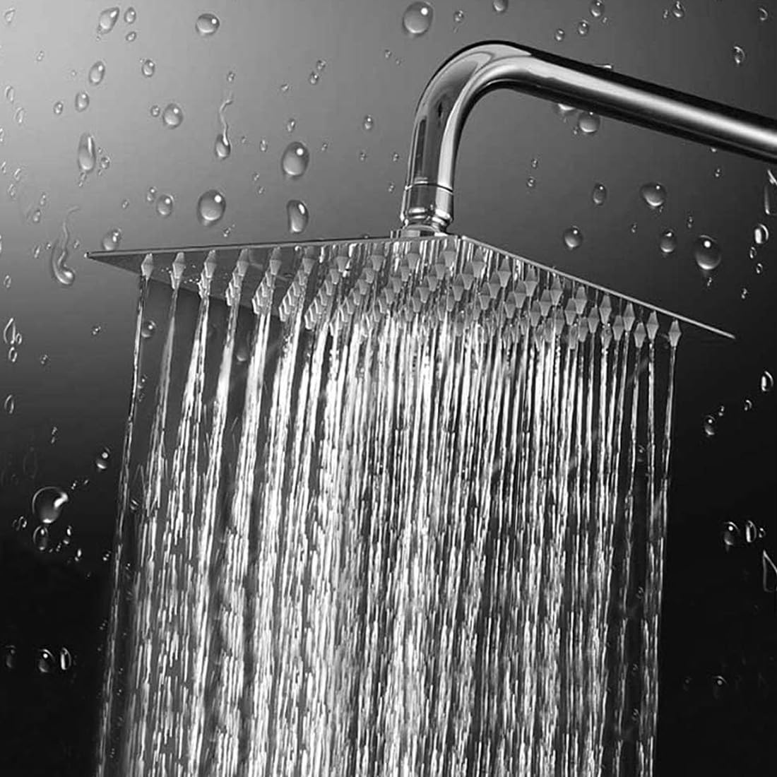 Imaashi Stainless Steel Ultra Sleek/Silm Rain Showerhead Chrome Finish Square Overhead Shower with Easy-Clean Silicone Nozzles Long-Lasting Performance & Rust Resistance witout Shower Arm (12x12) 1