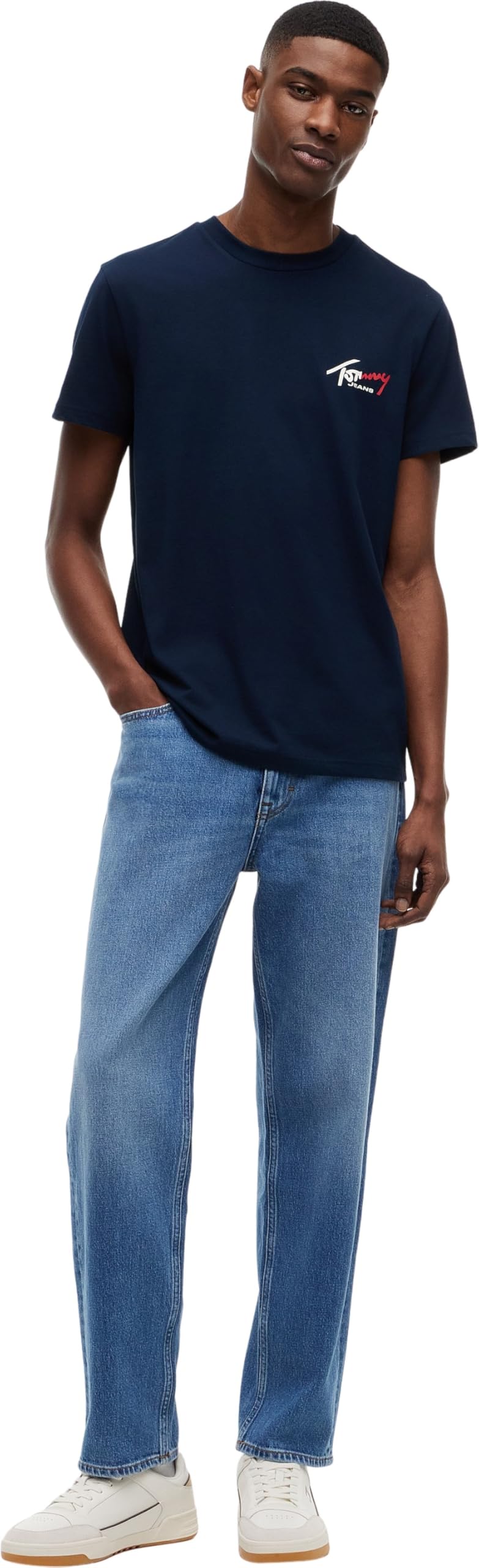 Tommy Jeans Tjm Slim Sign Chest SS Tee Ext Dm0dm22538 Maglietta S/S Uomo (Pacco da 1)