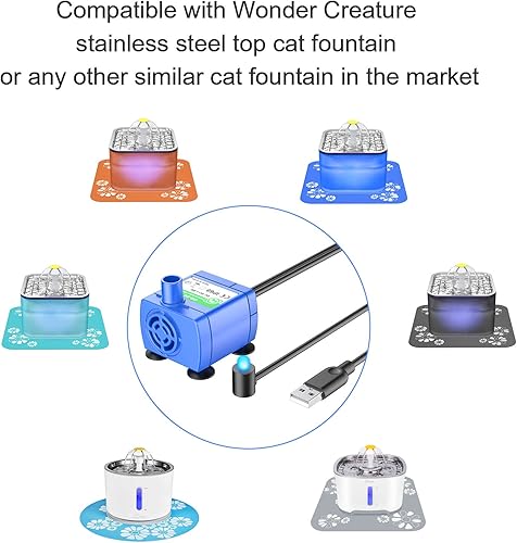 Miniatura 2 de Repuesto de bomba de fuente para gatos, bomba de fuente de agua inteligente mejorada para fuente redonda y cúbica para gatos, bomba inteligente de