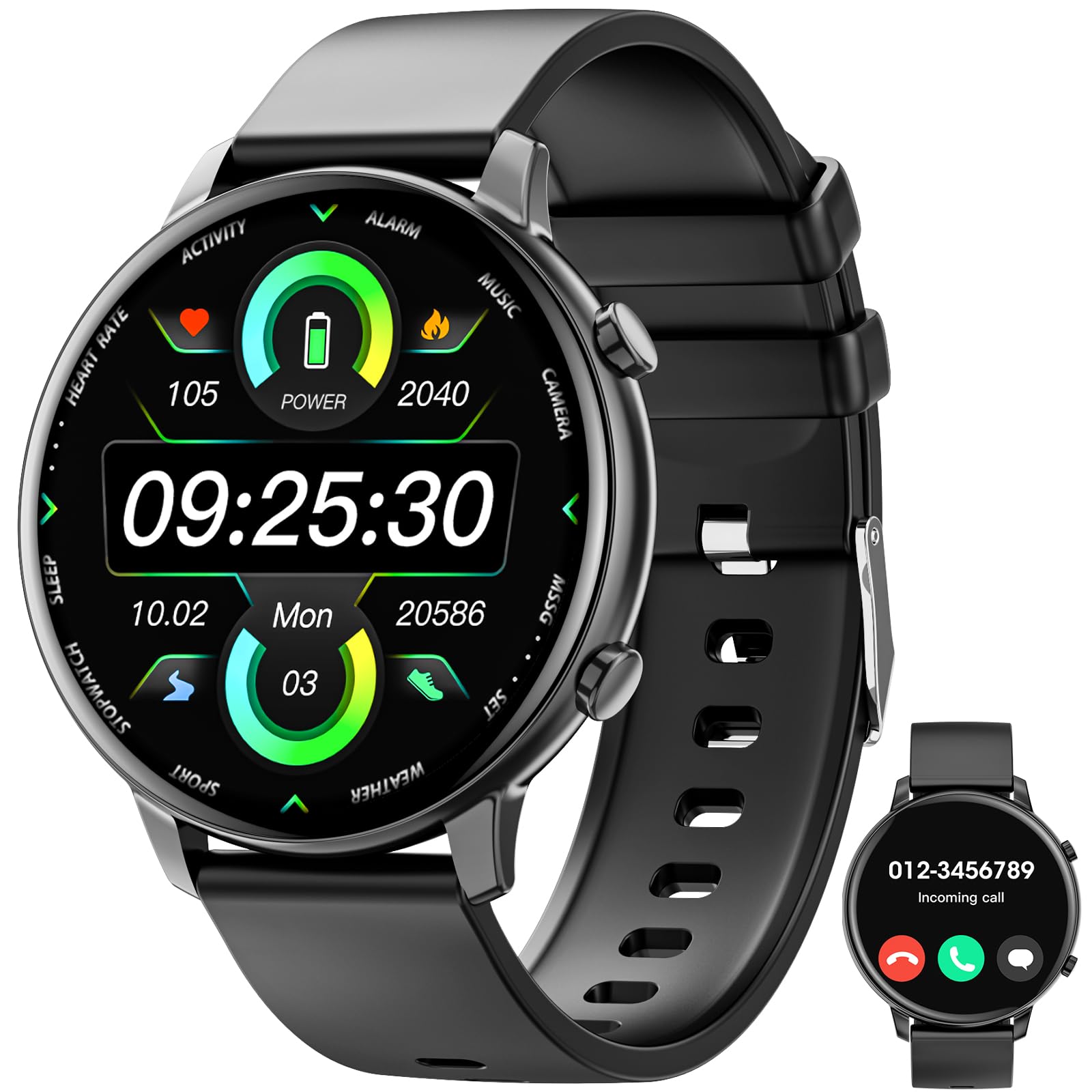 Hwagol Reloj Inteligente Hombre Mujer con Llamadas, Smartwatch Hombre Mujer, 1.39" Reloj Deportivo Mujer 140+ Modos Deportivos, Pulsómetro Monitor de Sueño, Calorías Podómetro para Android iOS