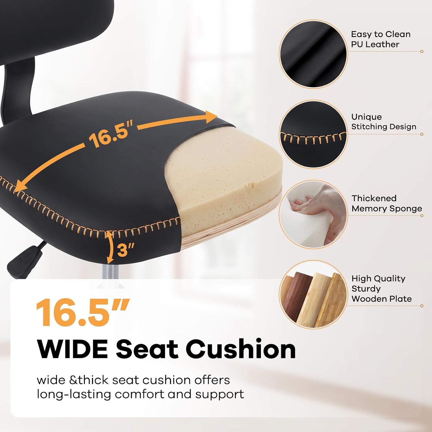Leather Drafting Chair, Tall Office Chair,Black