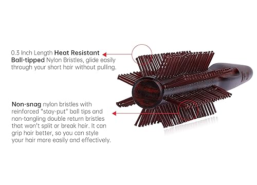 Miniatura 7 de Cepillo de pelo redondo pequeño para cabello fino o corto con cerdas de jabalí 100%, cepillo redondo pequeño para secar con soplado, 1 pulgada,