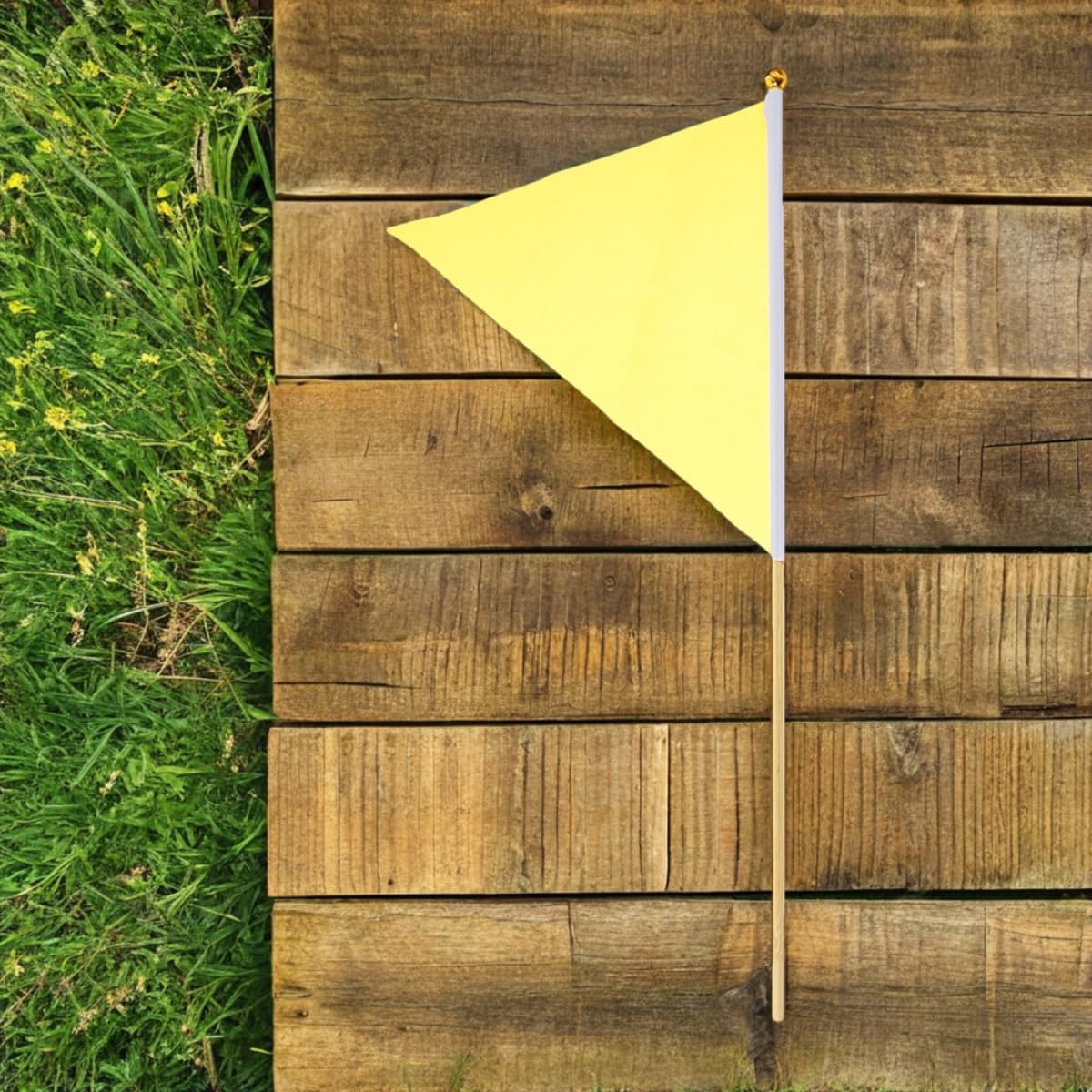 BESTYASH 12pcs Yellow Triangle Utility Marking Flags for Lawn and Construction, High Visibility Ground Marker Flags for Irrigation, Landscape, and Outdoor Safety