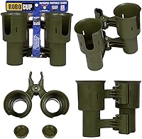 Vista 20 de ROBOCUP, Patented Boat Cup Holder, Clamp on Portable Storage Caddy Securely Holds 2 Drinks, Fishing Poles, Tools, Marine Gear Perfect for Boating
