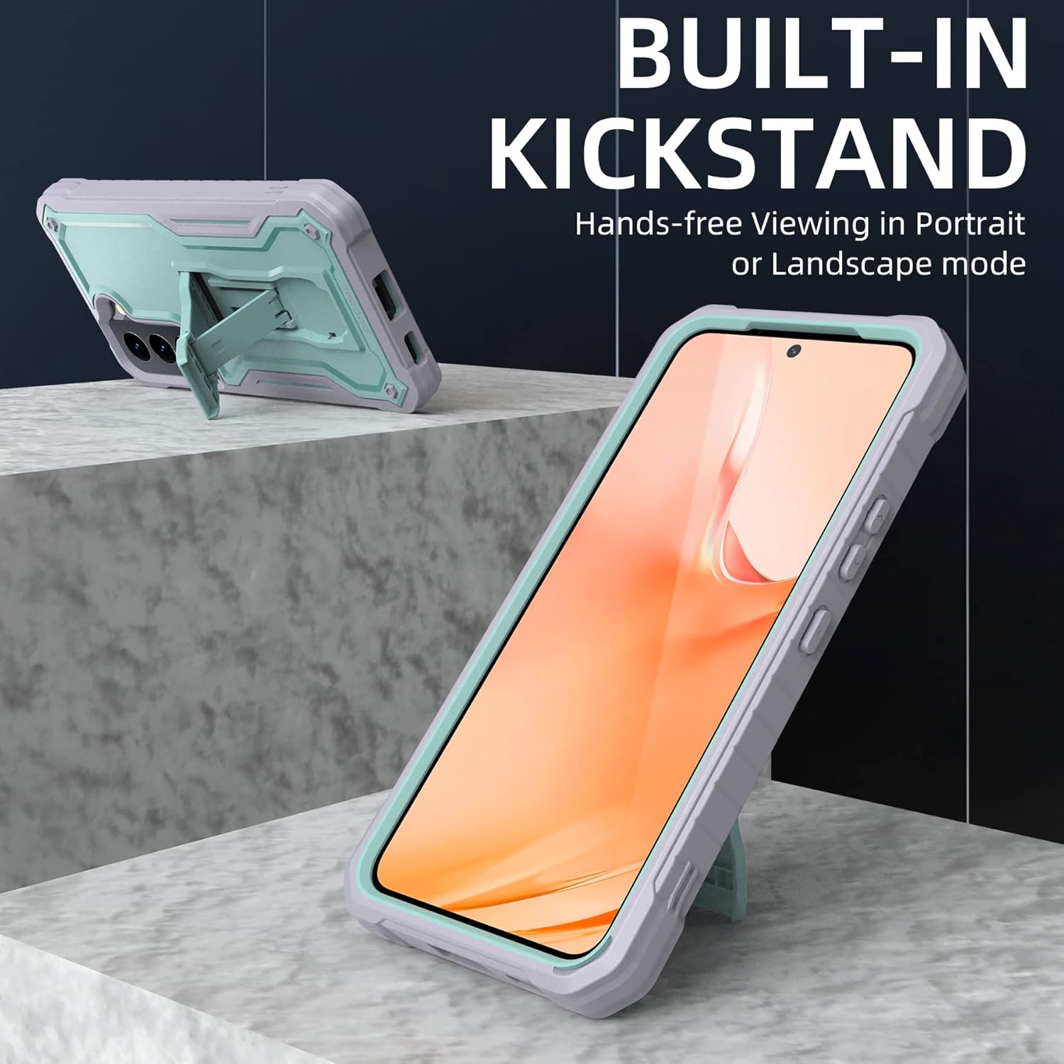 DUOPAL for Samsung Galaxy S22 5G Case (ONLY - Does NOT FIT Plus or Ultra), Military Grade Protection Case with HD Screen Protector and Kickstand Compatible with Samsung S22 Phone 6.1 inch (Green)